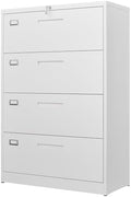 Letaya 4 Drawer File Cabinet with Lock, Metal Lateral Filing Cabinet Wide Office Organization Storage for Home Office Hanging Letter/Legal/F4/A4 (White-Requires Installation) by LetayaMetalCabinets