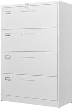 Letaya 4 Drawer File Cabinet with Lock, Metal Lateral Filing Cabinet Wide Office Organization Storage for Home Office Hanging Letter/Legal/F4/A4 (White-Requires Installation) by LetayaMetalCabinets