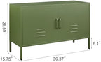 IRONFFICE Metal Storage Cabinet,Metal Cabinet with Doors and Adjustable Shelf,TV Stand with Storage,Morden TV Cabinet for Bedroom,Living Room,Avocado Green - Image 3