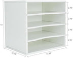 PAG-Mass Mail Sorter Organizer, Wood Countertop Literature Organizer, Office Supplies Desktop File Bill Paper Organizer for Office Home School, 4 Compartments, White - Image 3