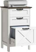 HOMCOM 3 Drawer File Cabinet Printer Stand Silent Slides Distressed White by HOMCOM