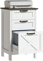 HOMCOM 3 Drawer File Cabinet Printer Stand Silent Slides Distressed White by HOMCOM