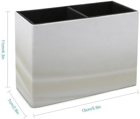 PU Leather Multi-Compartment Pen Holder Desktop Organizer Pencil Cup Storage Caddy for Office Home Supplies Closeup of Rippled Silk Fabric Copy Space - Image 2