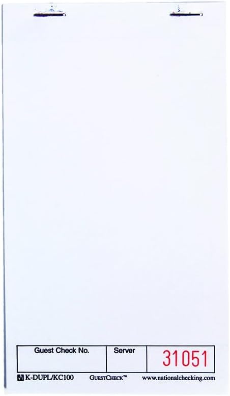 National Checking Company Unilined Single Copy Paper GuestChecks White, 6" Length x 3.5" Width | 50 Checks/Book, 100 Book/Case by NCCO