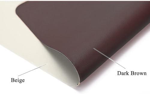 Leather Table Cover,1.8mm Thick,24x48 Inch,Table Protectors for Rectangle,Waterproof Desk Pad, Scratch - Resistant Craft Mat for Dining Table, Office Desk and Art Station (Beige+Dark Brown) - Image 4