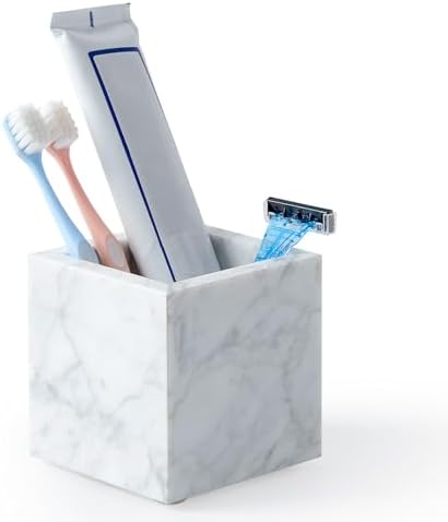 Real Luxurious Natural Marble Toothbrush Holder & Makeup Brush Organizer - Image 2