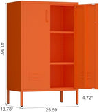 IRONFFICE Metal Storage Cabinets, Orange Cabinets with Adjustable Shelves, Steel Locker with 2 Doors, Morden Accent Cabinet for Home Office, Living Room, Orange - Image 3