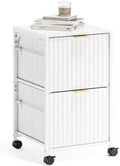 VINGLI 2 Drawer Mobile File Cabinet, Rolling Fluted Filing Cabinet Under Desk File Cabinet with Wheels, Fabric Drawers Printer Stand for Home Office, Fits Letter Size, White by VINGLI