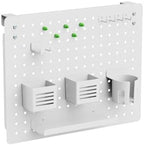 Kantek Pegboard Desktop Organizer & Accessories, Sits, Hangs or Clamps to Tables, 20.58” X 17” White Steel Privacy Panel, Cup Holder, Pen Cup, Headphone Holder, Tray, Magnets, Easy Install - Image 4
