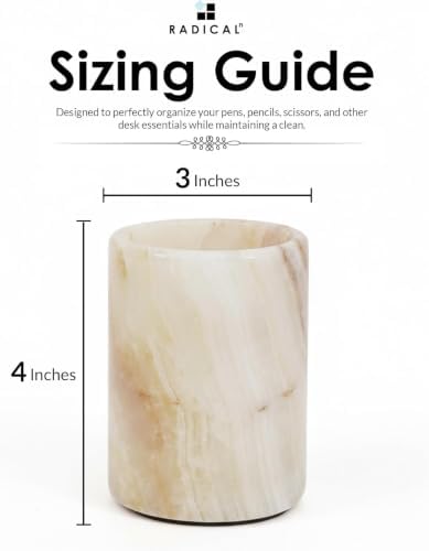 Radicaln Marble Pen Holder for Desk 4" - Pencil Holder & Makeup Brushes Cup - Image 3