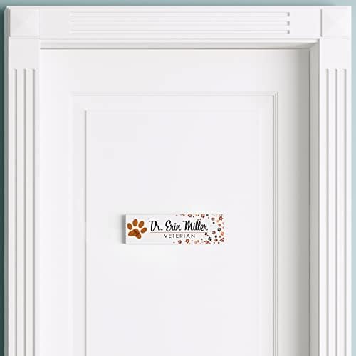 Artblox Personalized Office Desk Name Plate and Business Card Holder | Clear Acrylic Glass with Teak Wood Stand | Vet Animal Design Customized with Your Name and Credentials Office Desk Décor - Image 6