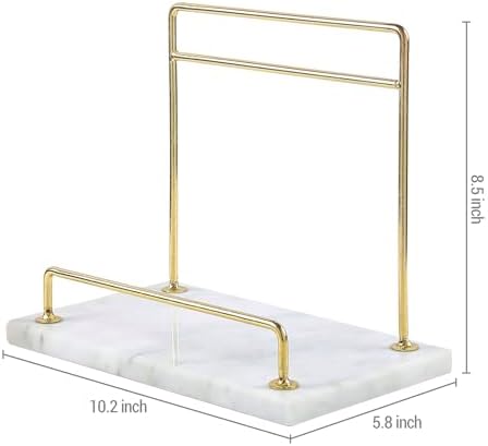 MyGift Modern Marble Cookbook Stand, Kitchen Countertop Recipe Holder Stand with Brass Tone Metal Rail - Image 6