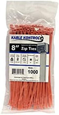 Kable Kontrol Cable Zip Ties, 8 Inch, 1000 Pcs, 50lbs Test, Orange by KABLEKONTROL%C2%AE