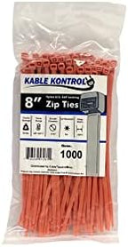 Kable Kontrol Cable Zip Ties, 8 Inch, 1000 Pcs, 50lbs Test, Orange by KABLEKONTROL%C2%AE