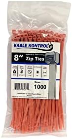 Kable Kontrol Cable Zip Ties, 8 Inch, 1000 Pcs, 50lbs Test, Orange by KABLEKONTROL%C2%AE