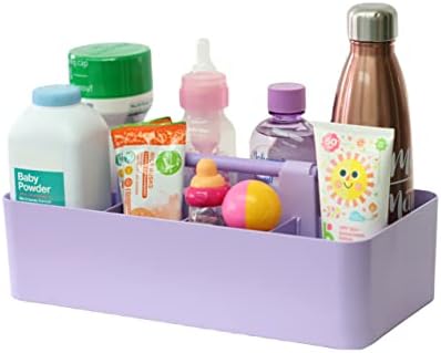 -Large Portable Caddy, DIY Dividers, 8 Compartments, School Office Supplies Home Business Basket with Handle Storage Modern Made in USA (6 PACK, Lavender) - Image 2