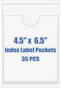 Origin-Joy 35 PCS Self Adhesive Index Card Pockets with Top Open, Clear Plastic Label Holder for Cards of Note, Library and Business, Adhesive Label Pockets & Card Holder (4.5 x 6.5 inch) by Origin-Joy