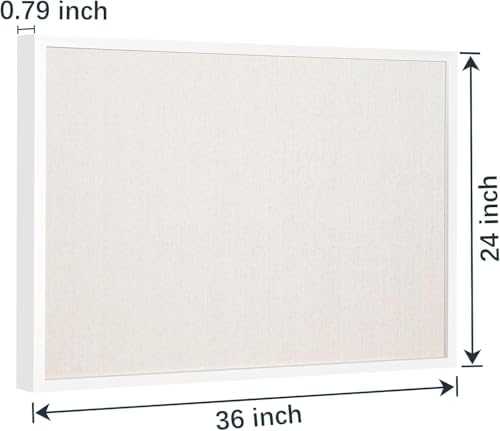 24'' x 36'' Large Linen Bulletin Board, Cork Board for Walls, White European Frame Style, Vision Board, Pin Wood, Ideal for Shool, Home and Office - Image 2