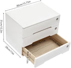 Wooden Desk Organizer with Lockable Drawers, 3-Tier Countertop Storage Cabinet File Cabinet Jewelry Organizer Home Office Supplies Organization Unit (White-3 Lock) - Image 3