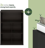 Furinno Cubicle 5-Cube Book Shelf, Extra Thick Frame Bookshelf, Dark Oak - Image 7