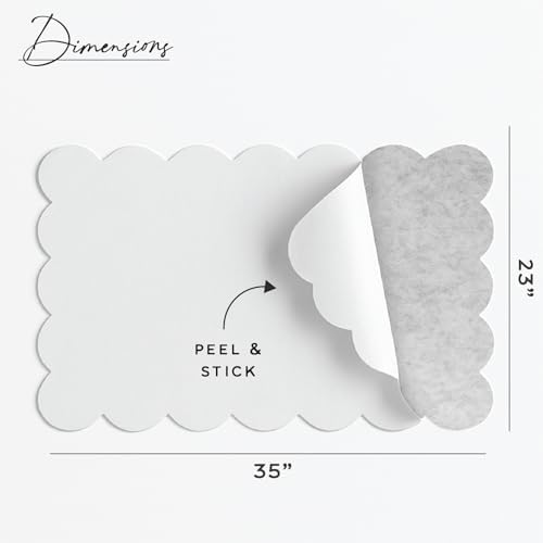 Orelle Scalloped Felt Bulletin Board | 35 x 23” | Foldable Peel and Stick Felt Board for Wall | Alternative Cork Board for Office, Message Board, Kids Art Display | Heather Gray - Image 3