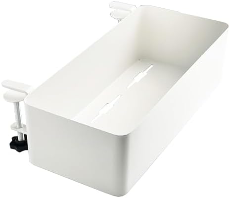 Desk Side Storage Hold Up To 11lbls Hanging Side Of Desk Organizer Clamp On Table Edge To Store Office Accessories, Gaming Devices, Cups For Office, Living Room, Dinning Room (White) - Image 2