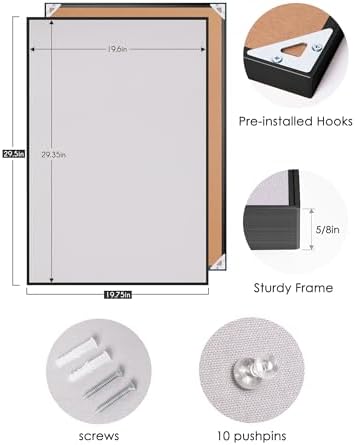 Fabric Bulletin Board 30x20 inches,Black Aluminum Framed Wall Pin Board - Image 6