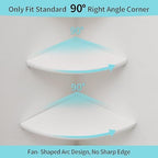Corner Wall Shelves, White Floating Corner Shelf, Set of 2 16inch Solid Oak Wood Shelves, Round End Wall Mount Display Shelf with Wire Hole for Small Plant for Bedroom Kitchen, Living Room - Image 4