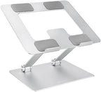 Amazon Basics Sturdy and Portable Ergonomic Laptop Stand for Desk, Height Adjustable Riser with Ventilated Cooling, Foldable, Fits all Laptops up to 15.6 Inch, Silver by AmazonBasics