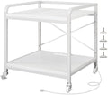 METYERRY Under Desk Printer Stand with Power Outlet, Adjustable Shelf,White by METYERRY