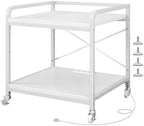 METYERRY Under Desk Printer Stand with Power Outlet, Adjustable Shelf,White by METYERRY