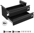 VEVOR Under Desk 2 Layer Slide Out Drawer, 16 inch Under Desk Pull-out Drawer for Home Office Sit Stand Workstation, Black by VEVOR