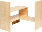 Desktop Organizer Office Storage Rack Adjustable Natural Wood Display Book Shelf Stand Rack Wood Caddy Desk Organizer Set Office Storage Expandable Tabletop - Image 6