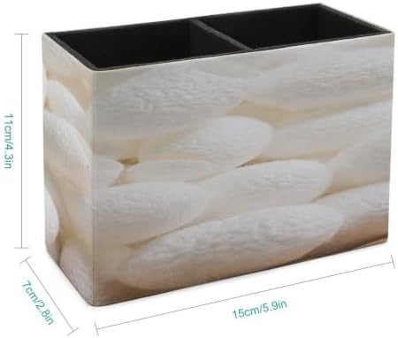 PU Leather Multi-Compartment Pen Holder Desktop Organizer Pencil Cup Storage Caddy for Office Home Supplies Closeup Cocoon White Details The Nature of The Cocoon Shell - Image 2