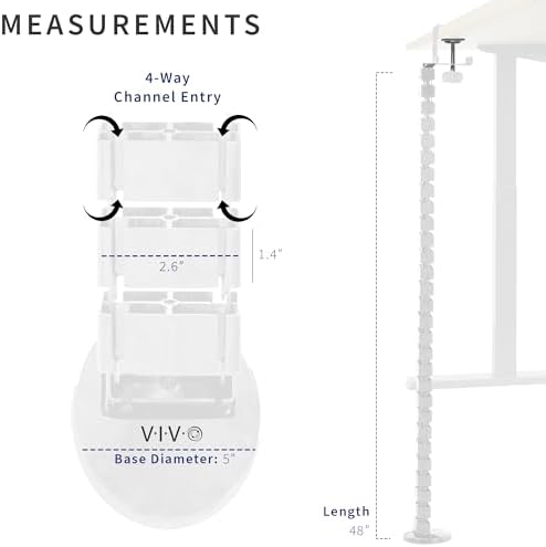 VIVO White Clamp-on Desk Vertebrae Cable Management Kit, DESK-AC01P-W - Image 3