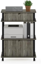Furinno Turn-N-Tube Toolless Multipurpose Printer Stand Display Storage Shelf Cabinet with Wheels, French Oak Grey/Black - Image 6