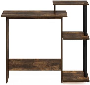 Furinno Efficient 29-Inch Rustic Brown Computer Desk with Side Shelves, Gaming Desk with 3 Open Shelves, Home Office Desk, for Home Office, Study Room, Dorm, Bedroom, Amber Oak - Image 6