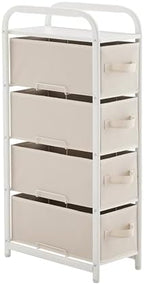 MAX Houser 4 Drawer Narrow Dresser Fabric Storage Tower Vertical Slim Storage Chest Organizer Nightstand Side/End Table Small Standing Organizer Removable Drawers Wood Top for Bedroom, Bathroom(Beige) by MAXHouser