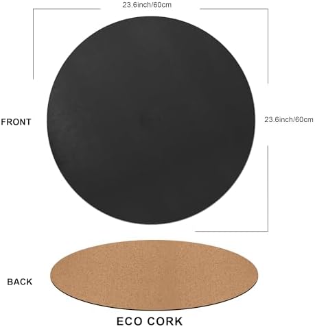 CENNBIE 23.6 Inches Round Table Mat - Cork Leather Table Pad (Black) - Image 2