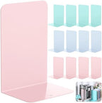 Beeveer 6 Pairs Metal Bookends for Shelves Office Library, Macaron Colors by Beeveer