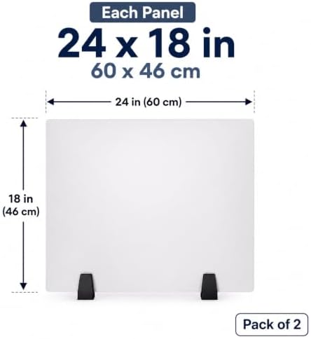 Dual Frosted Acrylic Desk Privacy Panels 24x18 inch, 2 Pack Clamp-On Office Partitions for Cubicle, Study & Counter, Easy Install Privacy Screens - Image 2