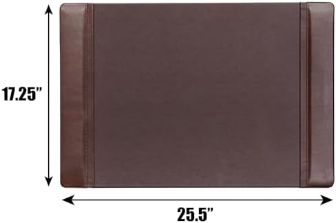 DACASSO Leather Desk Pad with Side Rails - Luxury Leather Desk Blotter for Writing - Executive Desk Surface Protector - (Chocolate Brown, 25.5 x 17.25”) - Image 3