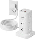Power Strip Tower with Surge Protector 1800J, Fast Charging Tower PD20W USB-C Ports with 12 AC Outlets, Extension Cord for Home Office Dorm Room, 6ft, White by Tagzilo