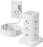 Power Strip Tower with Surge Protector 1800J, Fast Charging Tower PD20W USB-C Ports with 12 AC Outlets, Extension Cord for Home Office Dorm Room, 6ft, White by Tagzilo