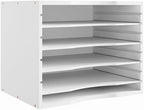 Bamjoy Bamboo 5 Tier Desktop Organizer, Paper Organizer Mail Sorter, File Holder Letter Document Storage with Adjustable Shelves for School Home Office, White - Image 2