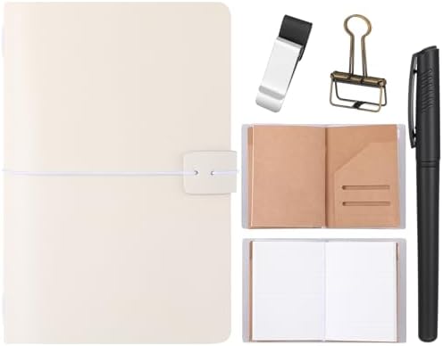 Thenshop Traveling Refillable Leather Journal Notebook, White, A5 Size by Thenshop