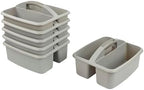 ECR4Kids 2-Compartment Large Plastic Caddy, Multipurpose Organization, Grey, 6-Pack by ECR4Kids