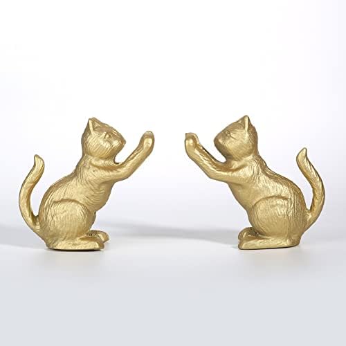 Ambipolar Lucky Cat Decorative Bookend, Heavy Duty Cast Iron, Vintage Shelf Decor, Gold, T3-66 - Image 4