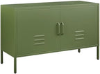 IRONFFICE Metal Storage Cabinet,Metal Cabinet with Doors and Adjustable Shelf,TV Stand with Storage,Morden TV Cabinet for Bedroom,Living Room,Avocado Green by IRONFFICE