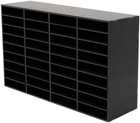 Literature Organizer, Desktop File Sorter Mail Center, Paper Storage Cabinet with 36 Slots Compartments for Home School Office (36 Slots Black) by MhdunueSK